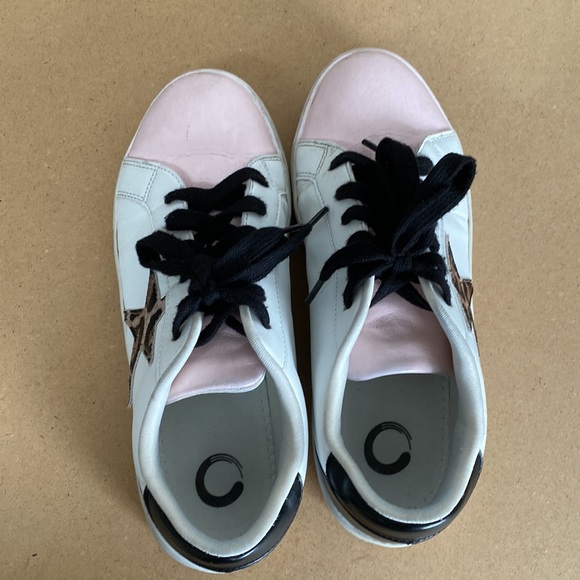 Star Sneakers. Pink/White/Black with Leopard Stars. Size 10 - Picture 5 of 7